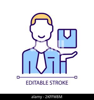 Postal service worker RGB color icon Stock Vector