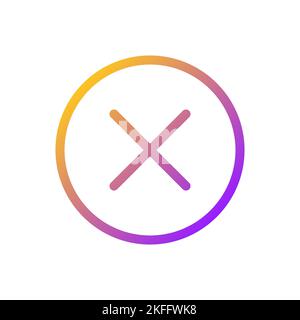 Cross in circle pixel perfect gradient linear ui icon Stock Vector
