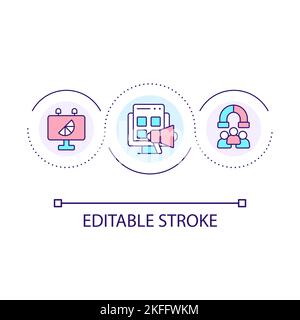 Multi channel advertising campaigns loop concept icon Stock Vector
