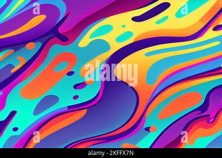 Vibrant wavy liquid fluid cartoon abstract background Stock Photo