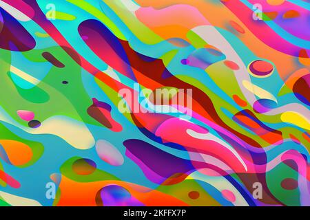 Vibrant wavy liquid fluid cartoon abstract background Stock Photo