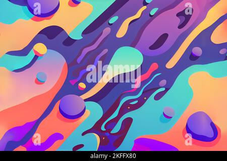 Vibrant wavy liquid fluid cartoon abstract background Stock Photo