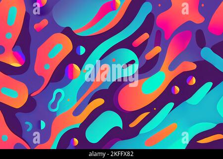 Vibrant wavy liquid fluid cartoon abstract background Stock Photo