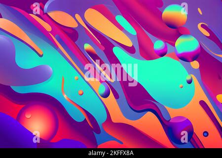 Vibrant wavy liquid fluid cartoon abstract background Stock Photo