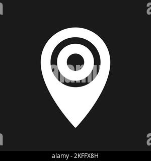 Location mark dark mode glyph ui icon Stock Vector