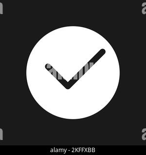 Tick in circle dark mode glyph ui icon Stock Vector