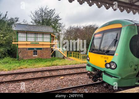 Rye, November 15th 2022: Rye signal box at the station Stock Photo