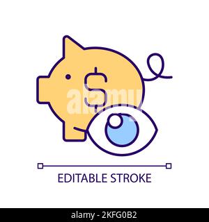 Check piggy bank RGB color icon Stock Vector