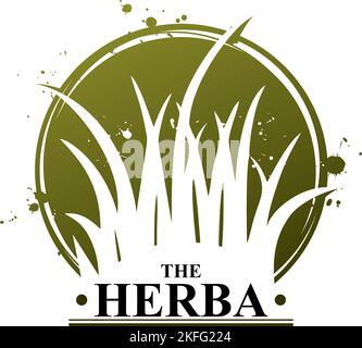 green vector grass logo in circle Stock Vector