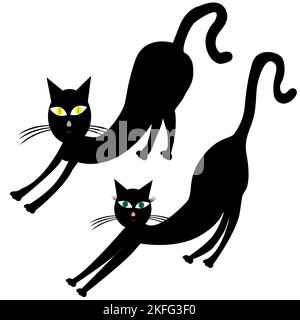 Two cartoon cats stretches after sleeping Stock Vector