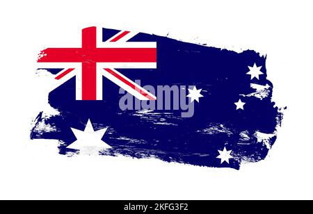 Stroke brush painted distressed flag of australia on white background Stock Photo
