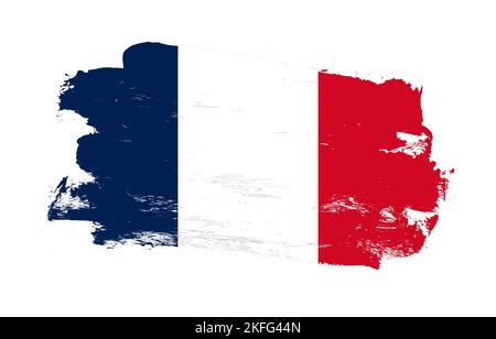 Stroke brush painted distressed flag of france on white background Stock Photo
