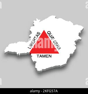 3d isometric Map of Minas Gerais is a state of Brazil with national flag Stock Vector
