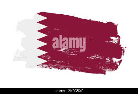 Stroke brush painted distressed flag of qatar on white background Stock Photo