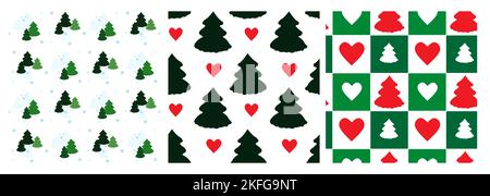 Simply seamless pattern set for Christmas tree ornament for decor Stock Vector