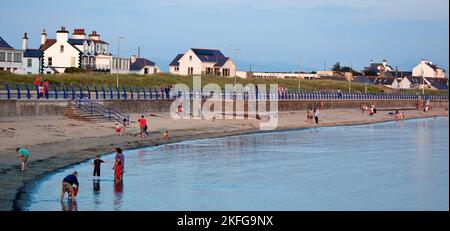 Trearddur Bay seaside resort late evening summer on the western coast of Holy Island part of the Isle of Anglesey (Sir Ynys Mon) North Wales UK in Sum Stock Photo
