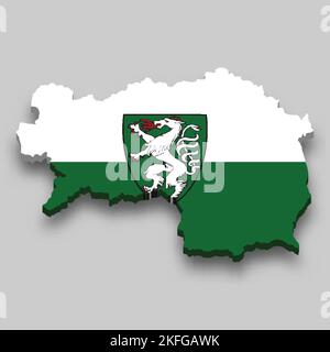 3d isometric Map of Styria is a region of Austria with national flag Stock Vector