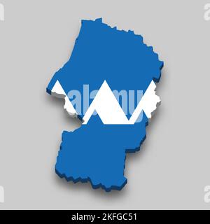 3d isometric Map of Yamagata is a prefecture of Japan with national flag Stock Vector