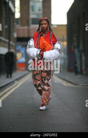 London street style fashion woman Stock Photo