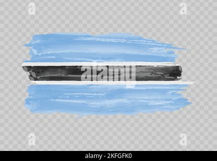 Watercolor painting flag of Botswana. Hand drawing brush stroke Stock Vector