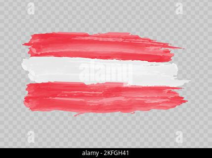 Watercolor painting flag of Austria. Hand drawing brush stroke Stock Vector