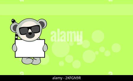 chibi lemur kid cartoon holding billboard background. illustration in vector format Stock Vector