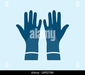 Blue rubber gloves for cleaning logo design. Housework and housekeeping, home hygiene, professional cleaning service. Latex gloves as a symbol. Stock Vector