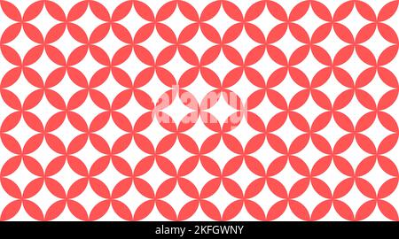 Red on white overlapping circles seamless texture. Classic ovals and circles vector geometric fashion pattern. Stock Vector