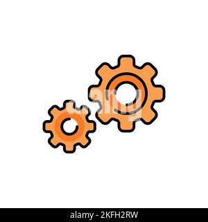 Gears color line icon. Technical works. Download process. System update. Stock Vector