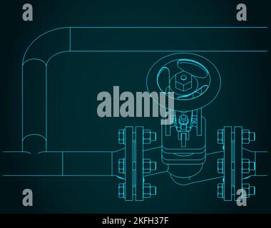 Stylized vector illustration of bypass steam valve close-up Stock Vector