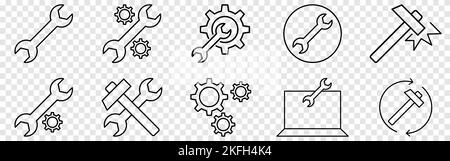 Repair line icons set. Vector illustration isolated on transparent background Stock Vector