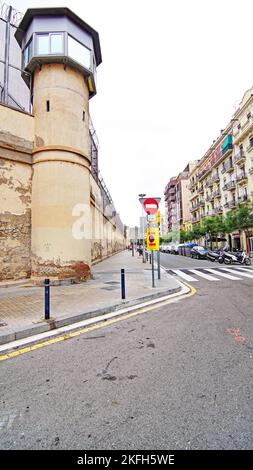 Exterior and interior of the old La Modelo prison in Barcelona, Catalunya, Spain, Europe Stock Photo