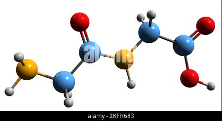 3D image of Glycyl-glycyl-glycine skeletal formula - molecular chemical