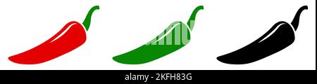 Spicy chili pepper icons. Vector illustration isolated on white background Stock Vector