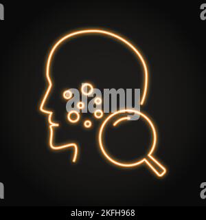 Dermatology neon icon in line style. Skin problem, medical checkup symbol. Vector illustration Stock Vector