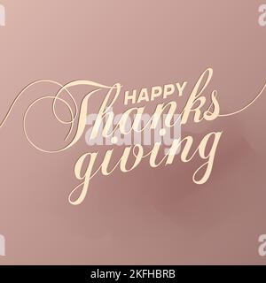 Hand drawn Happy Thanksgiving typography in minimalistic style, Vector calligraphy lettering holiday quote Stock Vector