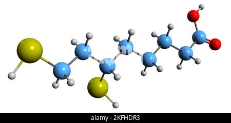 3D image of Lipoic acid skeletal formula - molecular chemical structure ...