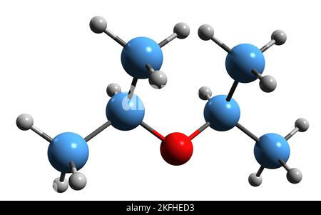 3D image of Diisopropyl ether skeletal formula - molecular chemical structure of  solvent DIPE isolated on white background Stock Photo