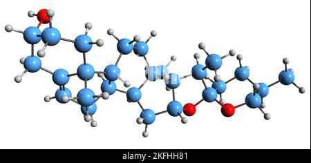 3D image of Diosgenin skeletal formula - molecular chemical structure of phytosteroid sapogenin isolated on white background Stock Photo