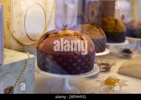 Panettone, Italian Sweet Cakes Typical of Christmas Time. Stock Photo