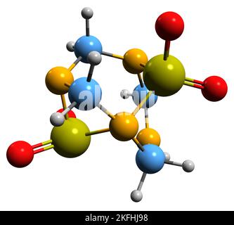 3D image of Tetramethylenedisulfotetramine skeletal formula - molecular chemical structure of  rodenticide TETS isolated on white background Stock Photo