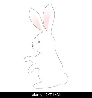 The white rabbit . A design element. Vector clipart. Stock Vector