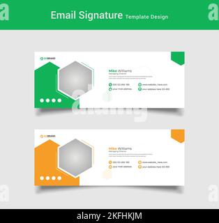A vector of editable green and orange templates in a simple style with copy space for text, and logo Stock Vector