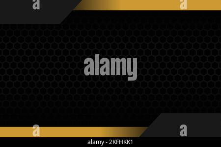 Black and gold hexagonal technology abstract background with honeycombs ...