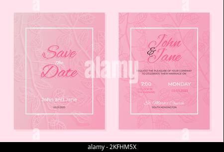 Luxury wedding invitation cards with silver frame. Stock Vector