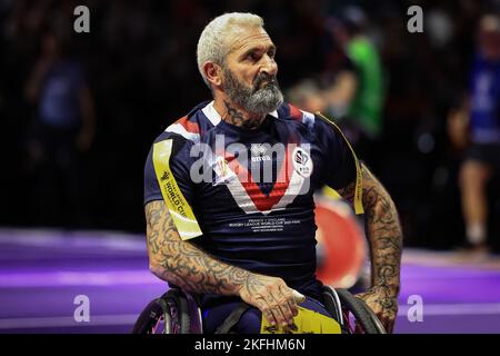 Manchester, UK. 18th Nov, 2022. Gilles Clausells of France during the Wheelchair Rugby League World Cup 2021 Final France vs England at Manchester Central, Manchester, United Kingdom, 18th November 2022 (Photo by Mark Cosgrove/News Images) Credit: News Images LTD/Alamy Live News Stock Photo