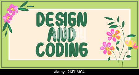 Conceptual caption Design And Coding, Word for HTML and programming, Cross platform development website Stock Photo