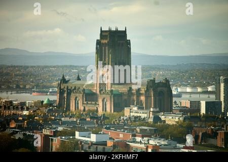 iverpool Cathedral  Anglican Diocese of Liverpool, built on St James's Mount in Liverpool, Stock Photo