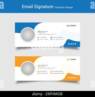 A vector of editable blue and orange templates in a simple style with copy space for text, and logo Stock Vector