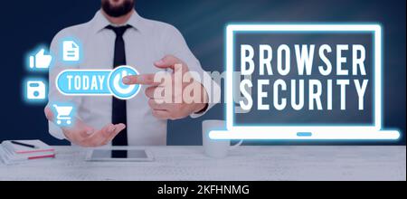 Text caption presenting Browser Security, Business idea security to web browsers in order to protect networked data Stock Photo